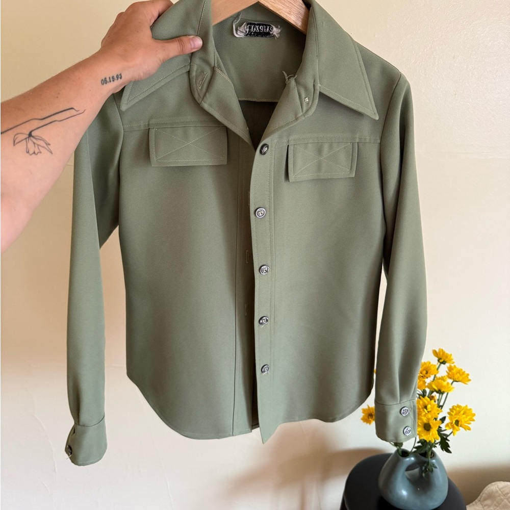Olive Green Vintage Button Down